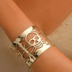 Gold skull cuff bracelet
